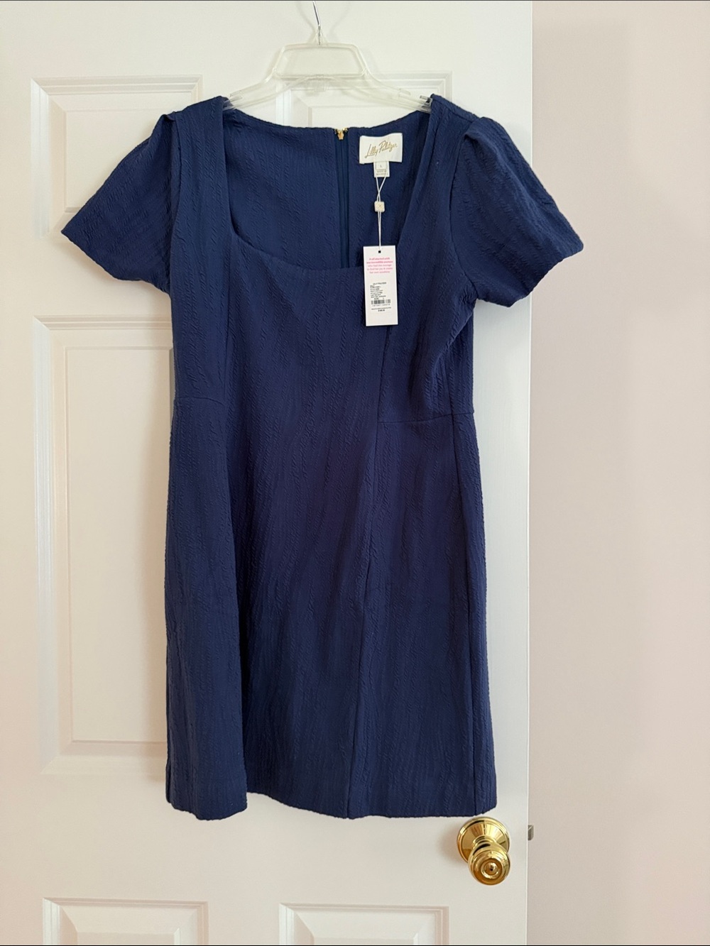 Lilly Pulitzer Navy Textured Short Sleeve Mini Dress
